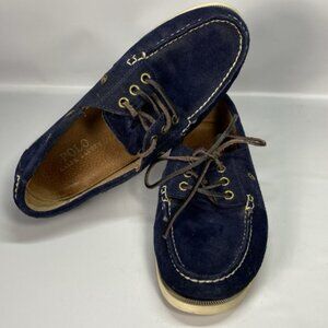 Polo Ralph Lauren Bienne II Moc Toe Boat Style Blue Suede Loafers size 9 D